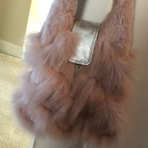 Pink fur purse